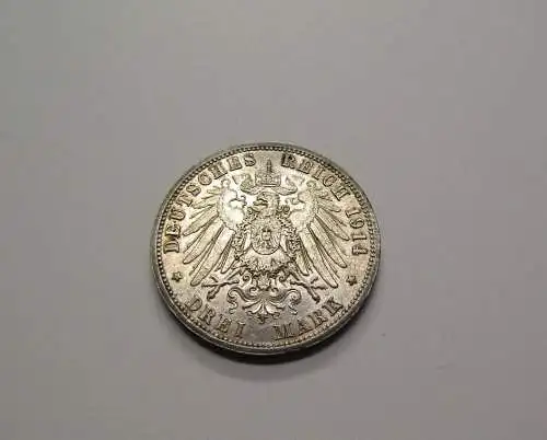 3 Mark Kaiserreich 1914 Anhalt A Silberhochzeit " Gott mit uns" 3,3 cm 900er Sil