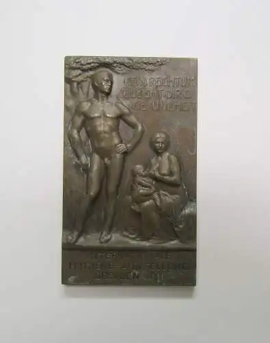 Gedenkplatte zur internationalen Hygieneausstellung Dresden 1911 Bronze selten