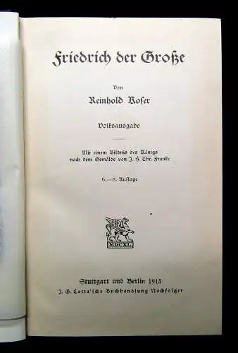 Koser Friedrich der Große 1913 Volksausgabe Militaria Geschichte