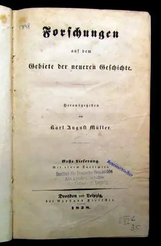 Müller Forschungen auf dem Gebiete der neueren Geschichte 1838