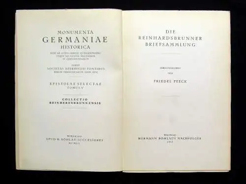 Peek Germaniae Die Reinhardsbrunner Briefsammlung 1952 deutsch-latein Geschichte