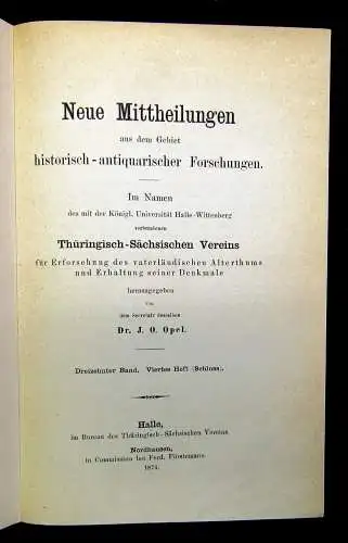 Opel Neue Mitteilungen aus dem Gebiet historisch-antiquarischer Forschungen 1874