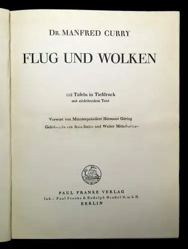 Curry Flug und Wolken 112 Tafeln in Tiefdruck um 1930 Zeppelin- Archiv Bodo Jost