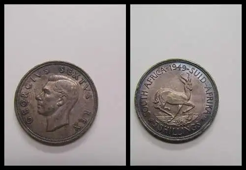 Süd-Afrika South-Africa 5 Schilling 1949 800er Silber 28,2g Auflage 250000