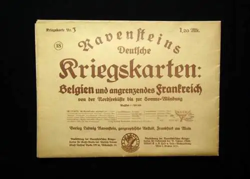 Ravensteins Deutsche Kriegskarten Nr.4 um 1925 Belgien angrenzendes Frankreich