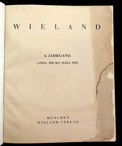 Wieland 12 Hefte Zeitschrift für Kunst April 1918-März 1919 4. Jahrgang mb