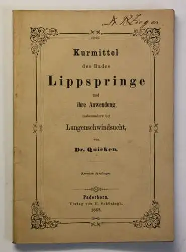 Original Prospekt Kurmittel des Bades Lippspringe 1868 NRW Teutoburger Wald xz