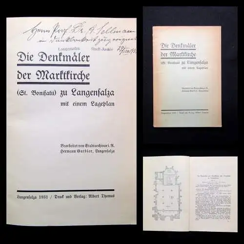 Gutbier Die Denkmäler der Marktkirche zu Langensalza mit einem Lageplan 1931