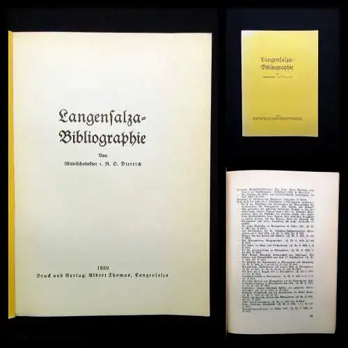 Dietrich D. R.  Langensalza- Bibliographie 1939 Ortskunde Landeskunde