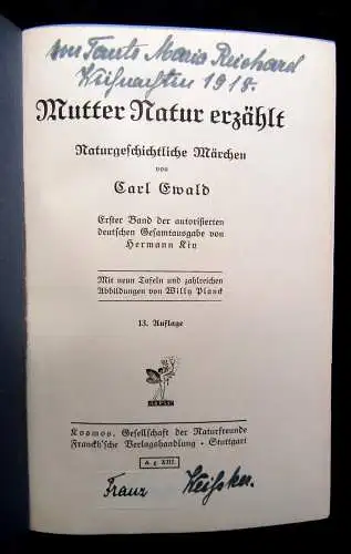 Ewald Carl Mutter Natur erzählt Naturgeschichtliche Märchen 1. Band um 1915