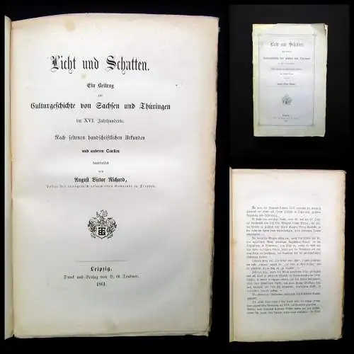 Richard Licht und Schatten Ein Beitrag zur Cultur von Sachsen u. Thüringen 1861