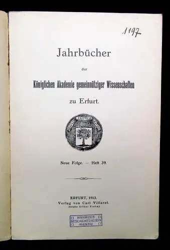 Jahrbücher der Akademie gemeinnütziger Wissenschaften zu Erfurt Heft 39