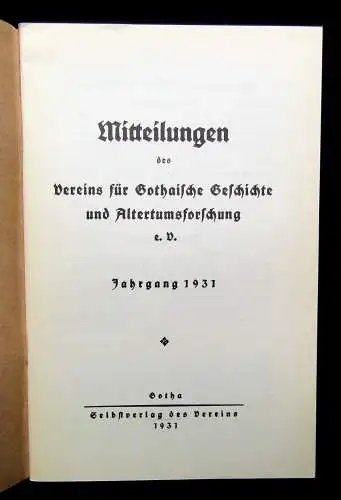 Mitteilungen der Vereinigung für Gothaische Geschichte 5 Hefte 1928-1933