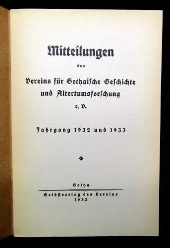 Mitteilungen der Vereinigung für Gothaische Geschichte 5 Hefte 1928-1933