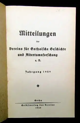 Mitteilungen der Vereinigung für Gothaische Geschichte 5 Hefte 1928-1933