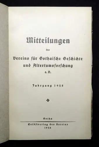 Mitteilungen der Vereinigung für Gothaische Geschichte 5 Hefte 1928-1933