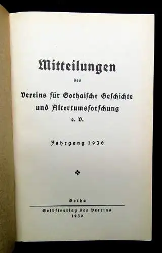 Mitteilungen der Vereinigung für Gothaische Geschichte 5 Hefte 1928-1933