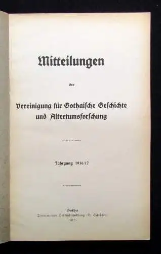 Mitteilungen der Vereinigung für Gothaische Geschichte 5 Hefte 1917-1927