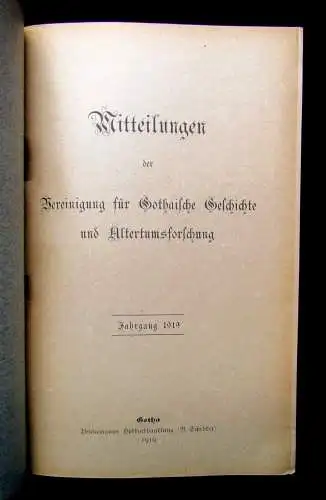 Mitteilungen der Vereinigung für Gothaische Geschichte 5 Hefte 1917-1927