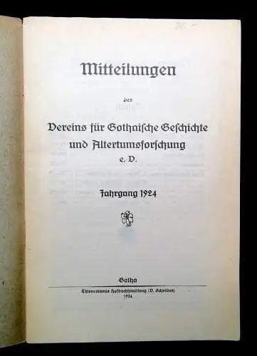 Mitteilungen der Vereinigung für Gothaische Geschichte 5 Hefte 1917-1927