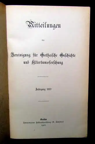 Mitteilungen der Vereinigung für Gothaische Geschichte 5 Hefte 1917-1927