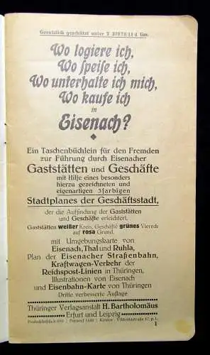 Ich führe Sie! Eisenach und Umgegend um 1920 Ortskunde Thüringen Guide