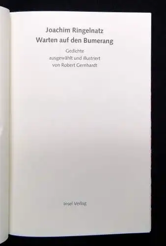 Joachim Ringelnatz 2 Bücher Warten auf den Bumerang, Im Aquarium in Berlin 2005