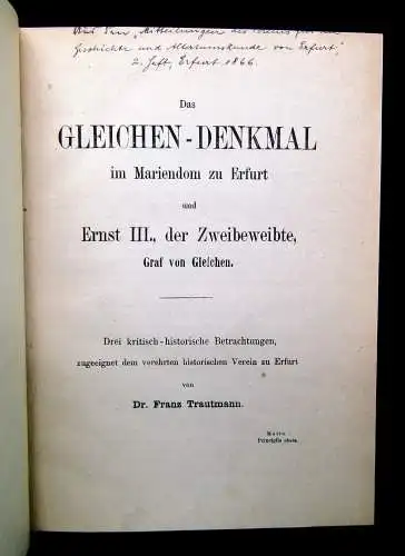 Das Gleichen-Denkmal im Mariendom zu Erfurt u. Ernst III. der Zweibeweibte 1865