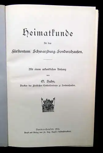 Hahn Heimatkunde für das Fürstentum-Schwarzburg-Sondershausen 1914 Ortskunde