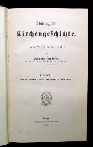 Gebhardt Hermann Thüringische Kirchengeschichte seinen Landsleuten 3 in 1 1880