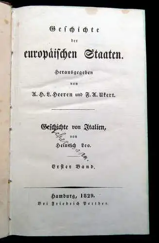 Herren Geschichte der europäischen Staaten 4 Bde. Geschichte von Italien 1829