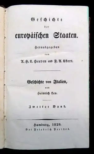 Herren Geschichte der europäischen Staaten 4 Bde. Geschichte von Italien 1829