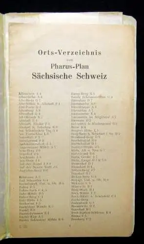 Bettenhausen Pharus Wanderkarte Sächsische Schweiz 1930 ca.45x62 cm Verzeichnis