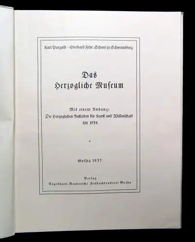 Schmidt Gotha Buch einer deutschen Stadt Heft 8 Das herzogliche Museum 1937