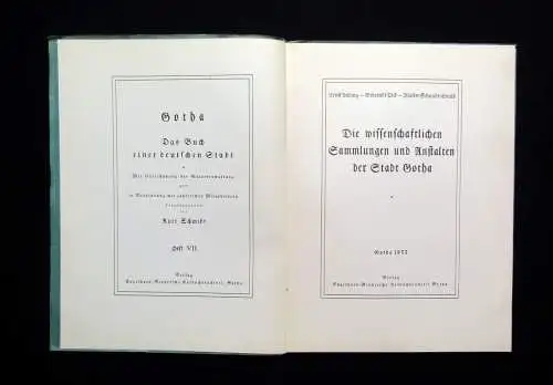 Schmidt Gotha Buch einer deutschen Stadt Heft 7 wissenschaftliche Sammlung  1933