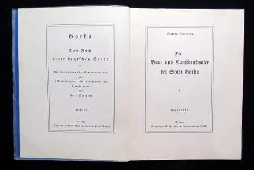 Schmidt Gotha Buch einer deutschen Stadt Heft 6 Bau-u Kunstdenkmäler 1929