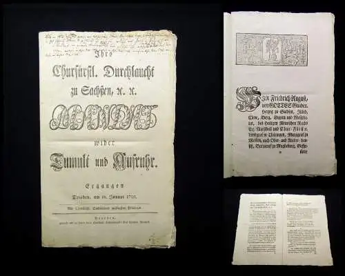 Churfürstl. Durchlaucht zu Sachsen, Mandat wider Tumult und Aufruhr 1791