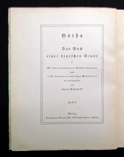 Schmidt Gotha Das Buch einer deutschen Stadt Heft 1 1927 Landeskunde Ortskunde