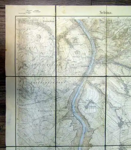 Karte Schöna Nr. 104 1905 ca.57,5x 55 cm Maßstab 1: 25 000 Ortskunde Wanderungen