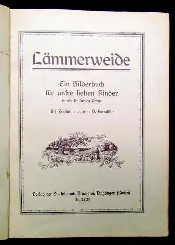 Versus Barmführ Lämmerweide Ein Bilderbuch für unsre lieben Kinder um 1900