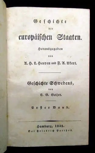 Geijer Geschichte der europäischen Staaten Geschichte Schwedens 1. Bd 1832