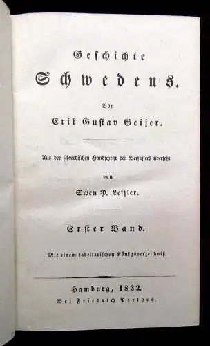 Geijer Geschichte der europäischen Staaten Geschichte Schwedens 1. Bd 1832