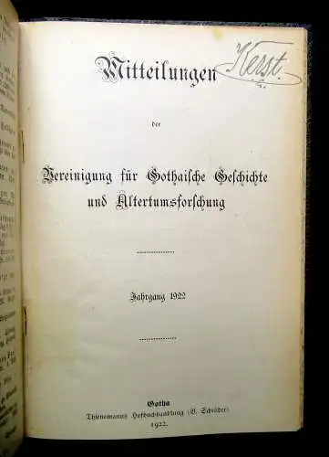 Mitteilungen der Vereinigung für Gothaische Geschichte  Jahrgang  1912/1913/1914