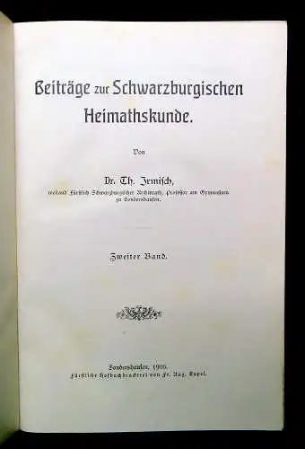 Irmisch Beiträge zur Schwarzburischen Heimathskunde 2 Bde komplett 1905/1906