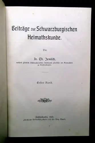 Irmisch Beiträge zur Schwarzburischen Heimathskunde 2 Bde komplett 1905/1906