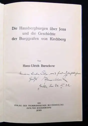 Barsekow Das Hausbergen über Jena und die Geschichte der Burggrafen v. Kirchberg