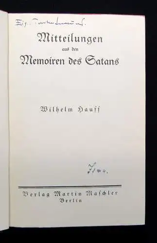 Hauff Mitteilungen aus den Memoiren des Satans um 1910 Literatur Belletristik