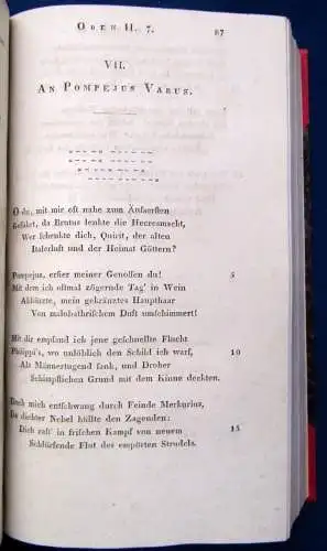 Voss Des Quintus Horatius Flaccus Werke 1.Bd. Oden und Episoden 1822 js