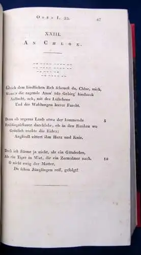 Voss Des Quintus Horatius Flaccus Werke 1.Bd. Oden und Episoden 1822 js