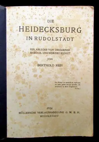 Rein Die Heidecksburg in Rudolstadt Ableger von Dresdener Barock-u. Rokoko 1924